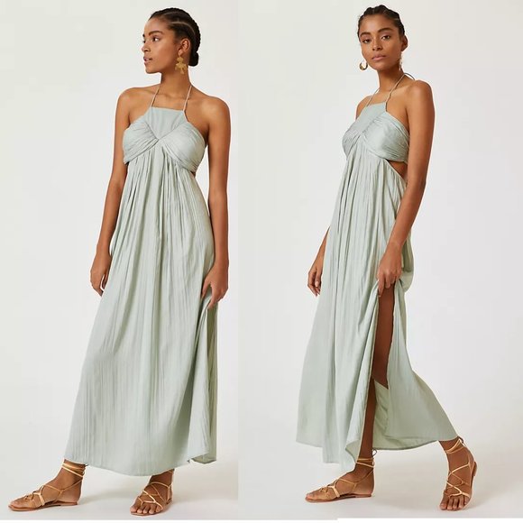 Anthropologie Tie-Back Halter Maxi Dress - Picture 1 of 5